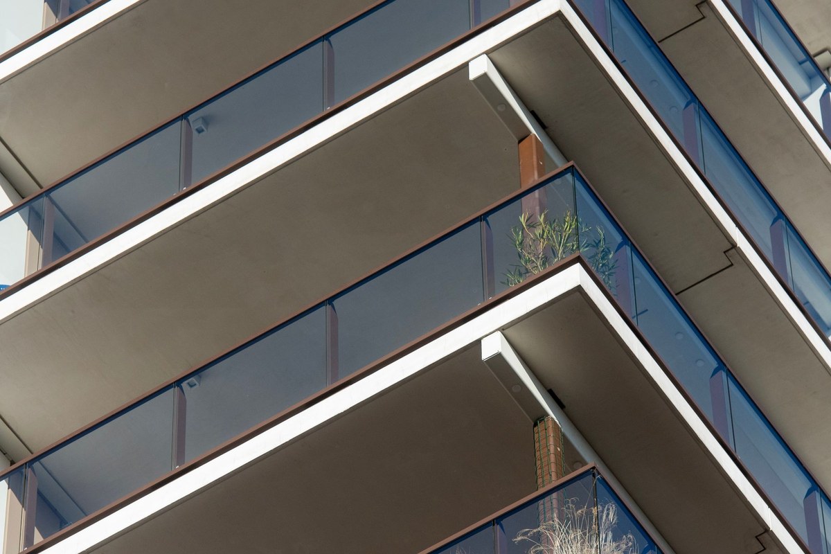 Modern balcony design with glass railings